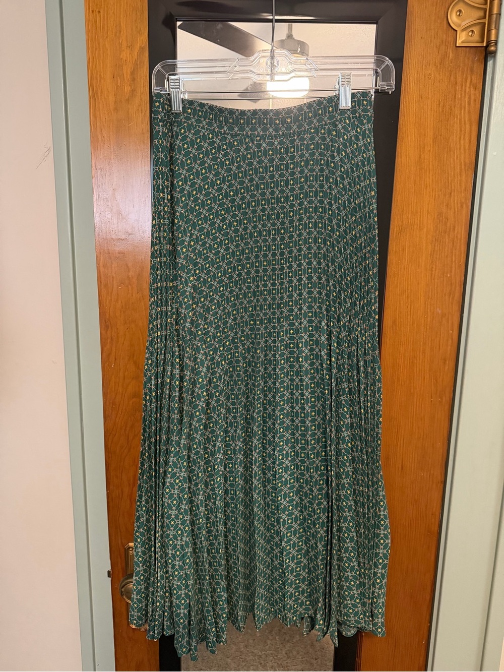 Max Studio Teal Green Printed A-Line Maxi Skirt